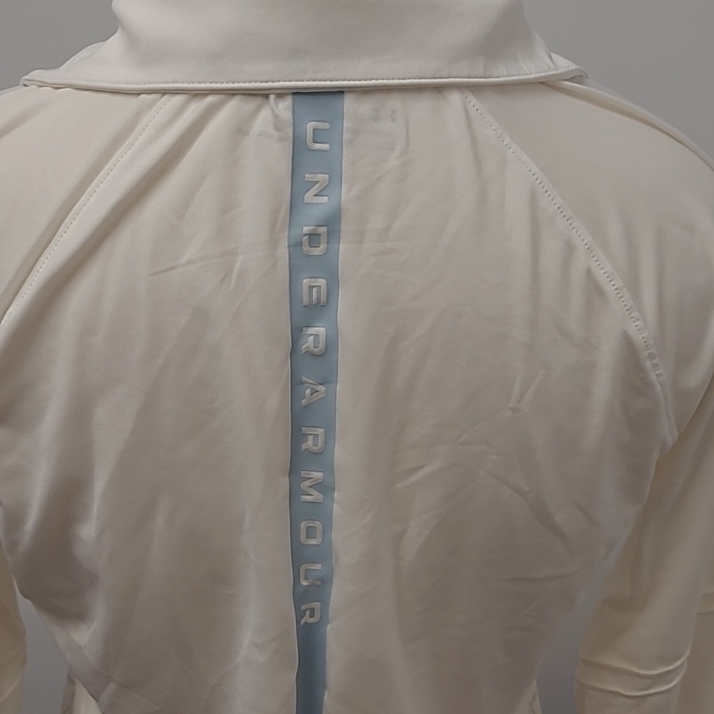 UnderArmour Size S White/Baby Blue 1/2 Zip Fitted Heatgear Top - Picture 3 of 8